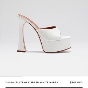 NWT Amina Muaddi Dalida platform Plateau slide in White Nappa